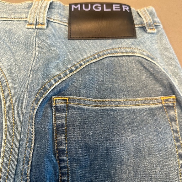 MUGLER Blue Slitted Spiral Jeans US26 - Picture 16 of 17